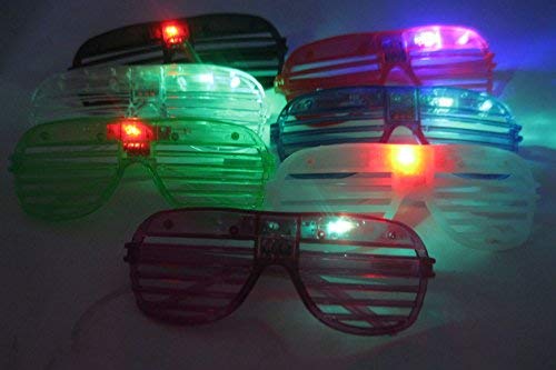 HnF shop 12/pk Slotted & Shutter Shades Light Up Unisex Flashing Glasses for Adults & Children Party Event with Push On/Off Button for All Occasions - Image 5