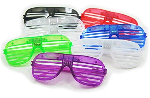 HnF shop 12/pk Slotted & Shutter Shades Light Up Unisex Flashing Glasses for Adults & Children Party Event with Push On/Off Button for All Occasions - Image 2