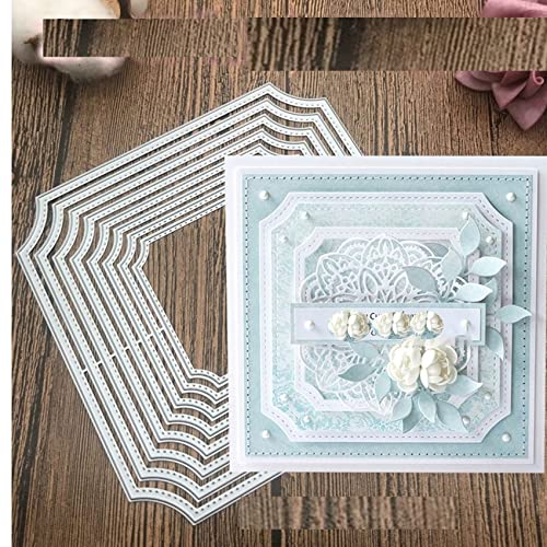 8PcsLot Irregular Frame Metal Die CutsFlower Frame Square Wedding Card Cutting Dies Cut Stencils for DIY Scrapbooking Album Decorative Embossing Paper Dies for Card Making
