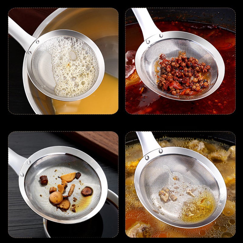 304 Stainless Steel Mesh Sieves Oil Colander Hot Pot Filter Cooking Strainer Flour Sifters for Baking Kitchen - Size - Image 4