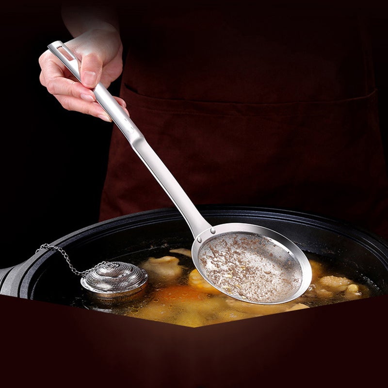 304 Stainless Steel Mesh Sieves Oil Colander Hot Pot Filter Cooking Strainer Flour Sifters for Baking Kitchen - Size - Image 1