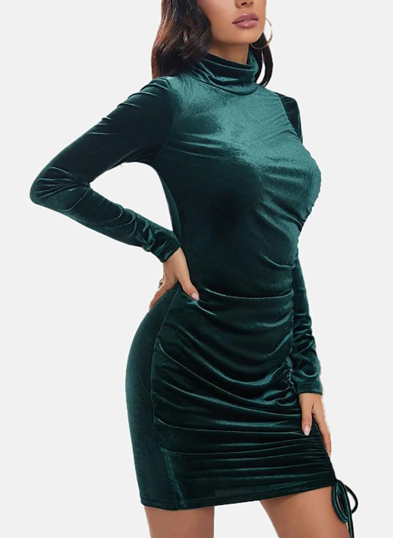 YUNIQEE Velvet Ruched Bodycon Dress