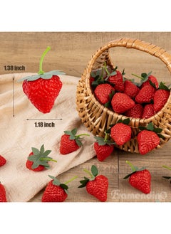 Framendino Framendino, 100 Pack Artificial Strawberries Fake Lifelike Fruit Plastic Simulation for Home Kitchen Photography Prop Decor  - Image 2