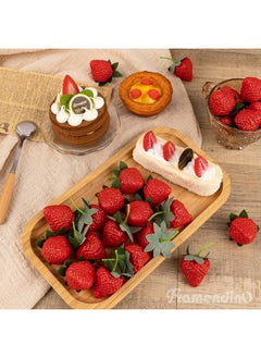 Framendino Framendino, 100 Pack Artificial Strawberries Fake Lifelike Fruit Plastic Simulation for Home Kitchen Photography Prop Decor  - Image 5