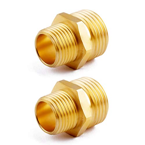 LitOrange (6 Pack Lead-Free Brass Garden Hose Threaded 3/4" GHT to 1/2" NPT Fitting Connect, Green Thumb Quick Swivel Connector Adapter,Double Male Thread 3/4" GHT x 1/2" NPT - Image 3
