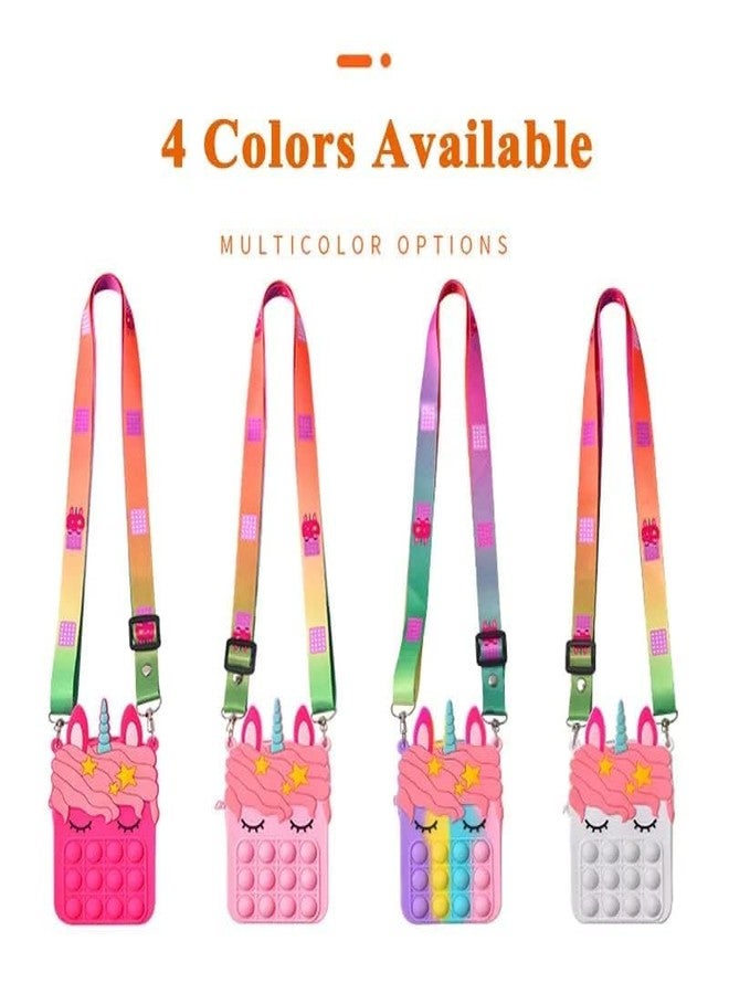 Napp Mall Combo 2pc Unicorn Popit Purse for Kids Crossbody Popit Bag for Kids Popit Bag for Girls Fidget Purse for Kid Stress Relief Toys Unicorn Popit Bags Purses Unicorn Bag (Pack of 2) - Image 3