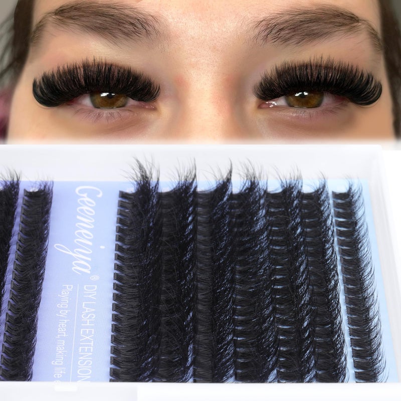 Geeneiya Eyelash Clusters Full Lash Extension Mink Thick Cluster Eyelash Extensions 10-18MM Cluster Lashes Individual Wispy Fake Eyelashes, Not Kit (60D+80D, 280Pcs) - Image 2