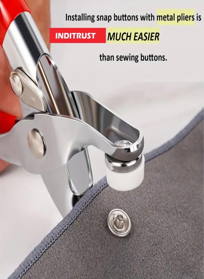 Inditrust Snap Button Fastener Kit with Pliers Tool, Stainless Steel, Silver, 100 Sets, for Clothes, Leather, Bags, DIY Craft, with Storage Box - Image 5