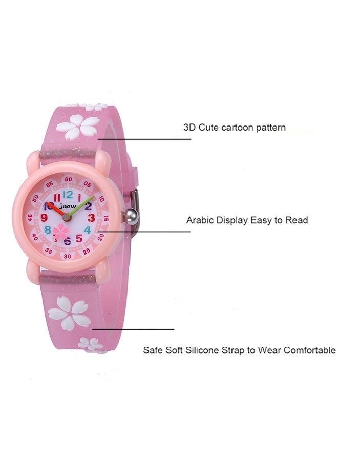 jnew Kids Watch, Waterproof Watch Cartoon Silicone Band Wristwatch for 3-11 Years Old Girls - Image 2