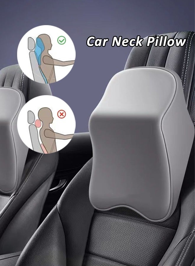 Car Seat Head Rest Neck Pillow for Neck Pain Relief and Cervical Support Car Seat Neck Pillow with 100% Pure Memory Foam and Washable Cover (Grey) - Image 1