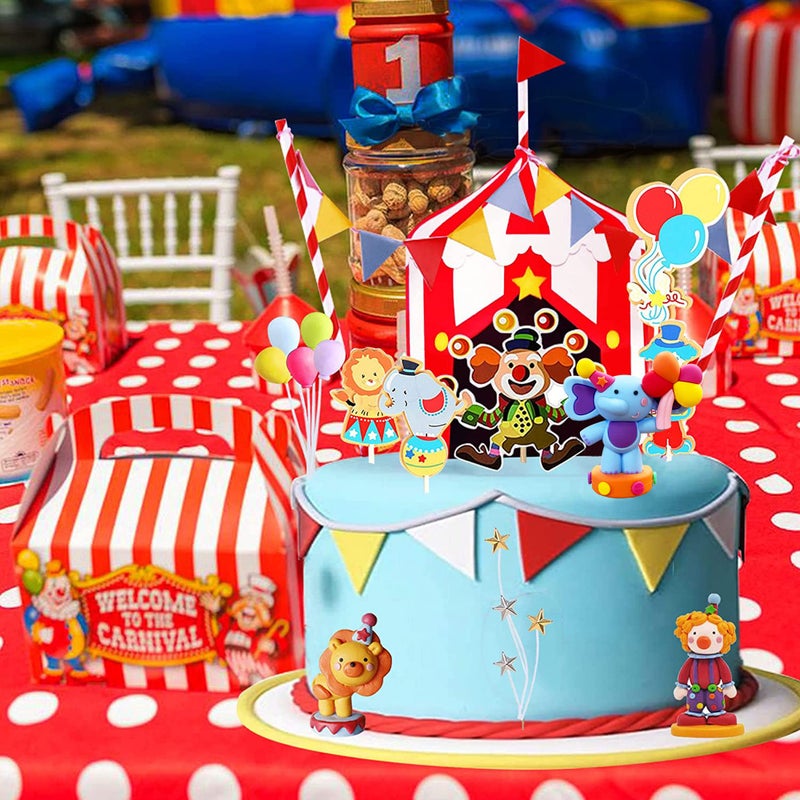 TOSPARTY Circus Cake Toppers Carnival Cupcake Toppers Circus Birthday Cake Decorations Carnival Birthday Party Supplies Circus Baby Shower Decoration - Image 5