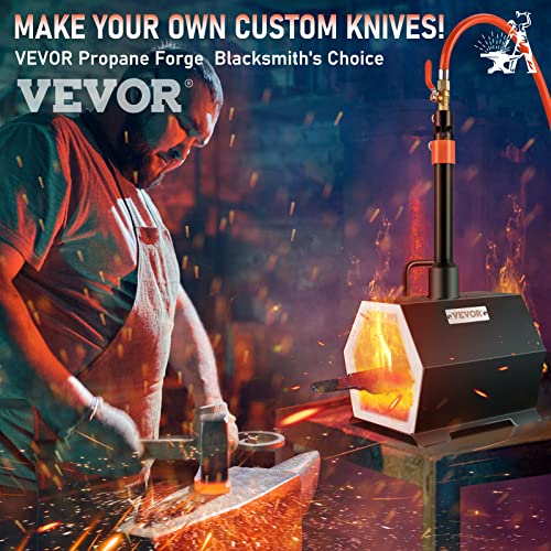 VEVOR Propane Forge Portable, Single Burner 2600°F Metal and Knife Forge, Large Capacity Blacksmithing Farrier Forges, Gas Forging Tools and Equipment, Complete Mini Forge Kit - Image 2