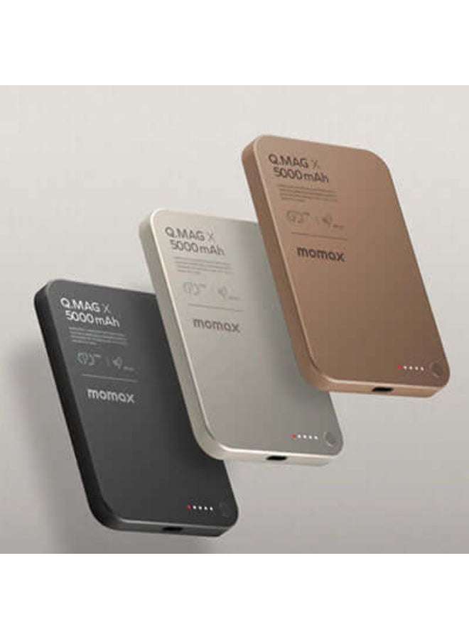 موماكس بطارية Momax المغناطيسية اللاسلكية 5000 مللي أمبير في الساعة فائقة النحافة USB-C 15 واط حتى مخرج PD - Image 4