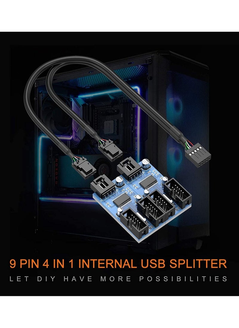 XICEN - Motherboard USB2.0 9pin USB Header Splitter Male 1 to 2 Female Extension Cable（30cm/0.98ft）Card Control PCB Board USB HUB 9-pin Splitter Adapter Port Multilier PWM Fan Splitter Cable 1 to 2 Converter - Image 1