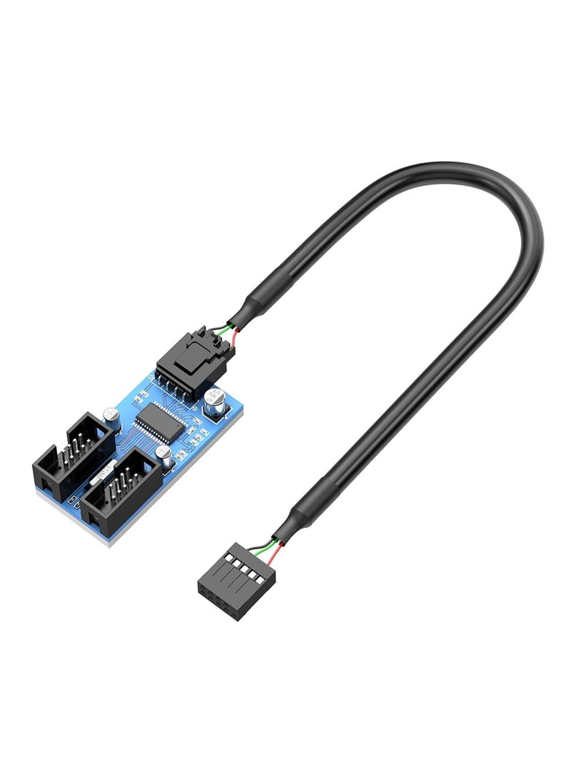 XICEN - Motherboard USB2.0 9pin USB Header Splitter Male 1 to 2 Female Extension Cable（30cm/0.98ft）Card Control PCB Board USB HUB 9-pin Splitter Adapter Port Multilier PWM Fan Splitter Cable 1 to 2 Converter - Image 1