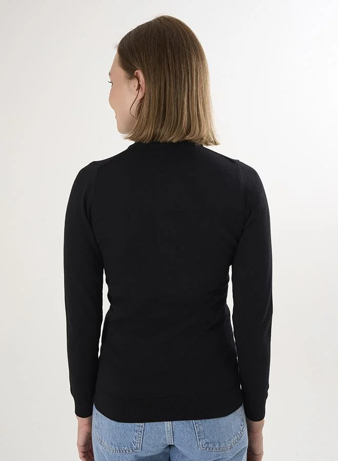FELIX HARDY Black Polo Neck Buttoned Pullover for Women | Best Price UAE