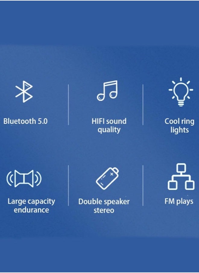 Generic - Portable Bluetooth Speakers Wireless Speaker with 4 Ω 5W+5W Loud Stereo Sound Outdoor Speaker with Bluetooth 5.0 Deep Bass RGB Lights 3-4 H Playtime for Home Party - Image 1