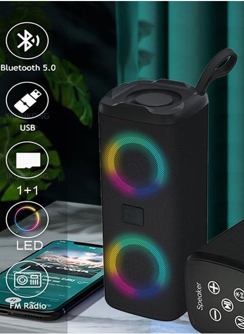Portable Bluetooth Speakers Wireless Speaker with 4 Ω 5W+5W Loud Stereo Sound Outdoor Speaker with Bluetooth 5.0 Deep Bass RGB Lights 3-4 H Playtime for Home Party