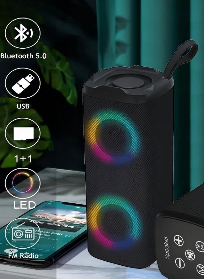 Portable Bluetooth Speaker Wireless Speaker with 4 Ω 5W+5W Loud Stereo Sound Outdoor Speaker with Bluetooth 5.0 Deep Bass RGB Lights 3-4 H Playtime for Home Party - Image 1