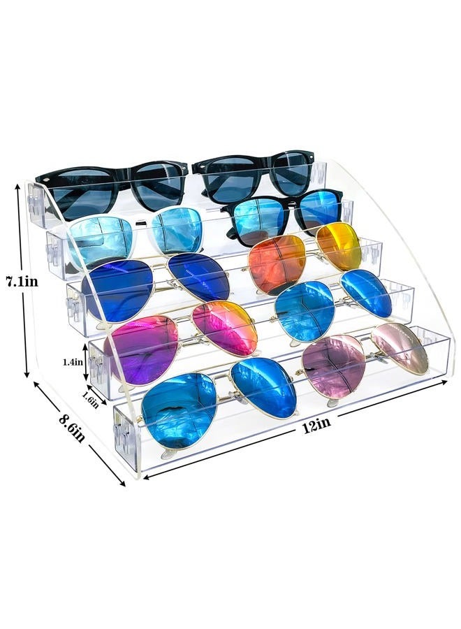 MineSign Sunglasses Organizer Clear Eyeglasses Display Case Sticker Display Tray Box For Glasses Tabletop Holder Stand (5 layer) - Image 2