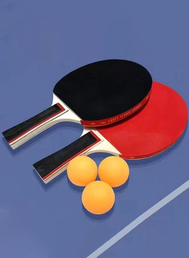Hanayo Table Tennis Racket Set Ping Pong Paddles Set with Storage Bag 2 Table Tennis Rackets 3 Balls Suitable for Indoor and Outdoor Table Tennis Training and Family Fun(Black) - Image 2