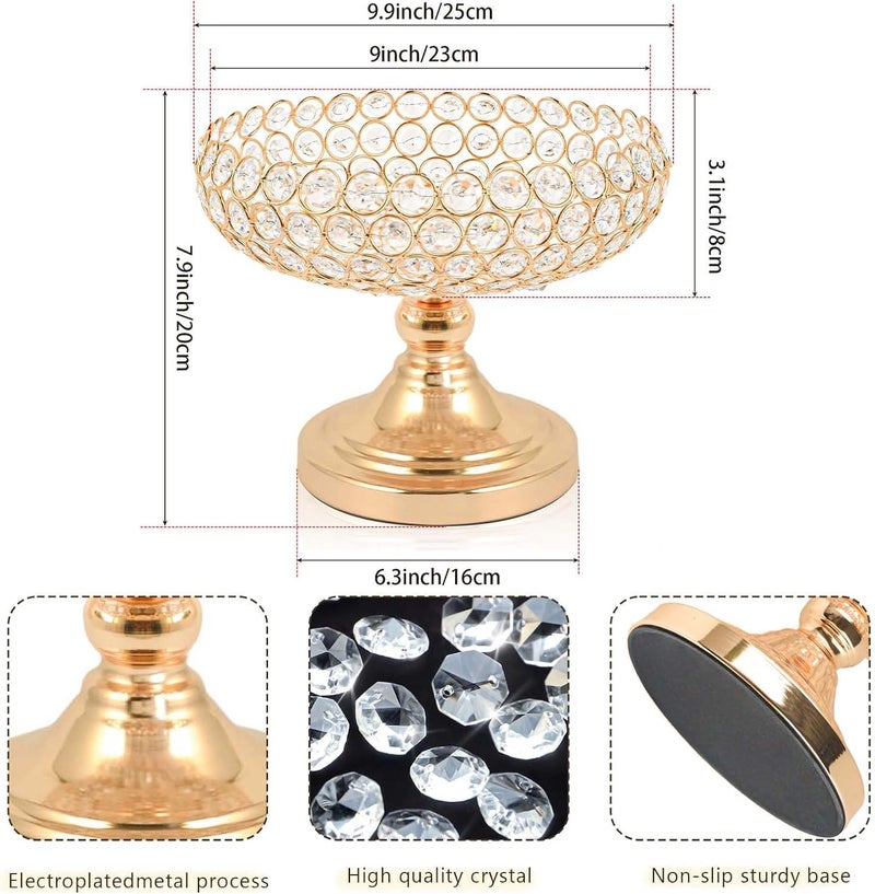 kolnlala Crystal Fruit and Dessert Bowl Set Elegant Centerpiece for Party Table Golden Bowl Shaped 2 Pcs - Image 3