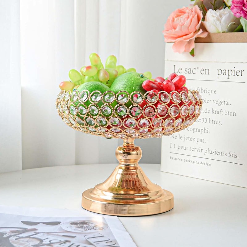 kolnlala Crystal Fruit and Dessert Bowl Set Elegant Centerpiece for Party Table Golden Bowl Shaped 2 Pcs - Image 4