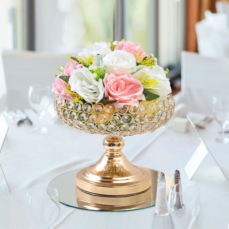 kolnlala Crystal Fruit and Dessert Bowl Set Elegant Centerpiece for Party Table Golden Bowl Shaped 2 Pcs - Image 2