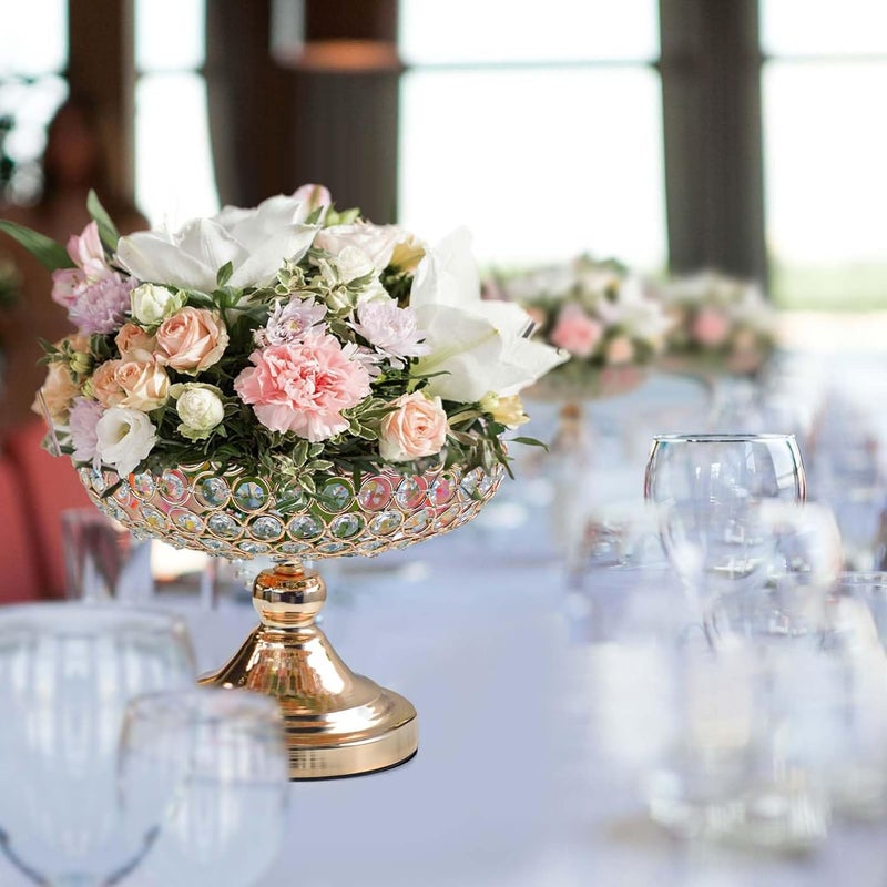 kolnlala Crystal Fruit and Dessert Bowl Set Elegant Centerpiece for Party Table Golden Bowl Shaped 2 Pcs - Image 5