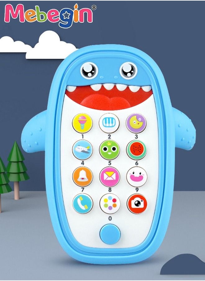 MEBEGIN - Smart Early Education Mobile Phone, Teething Phone Toy for Babies, Shark Phone Toys with Light and Sound, Portable Preschool Learning Phone, High Temperature Sterilizable, 3 AAA Batteries(not included) - Image 1