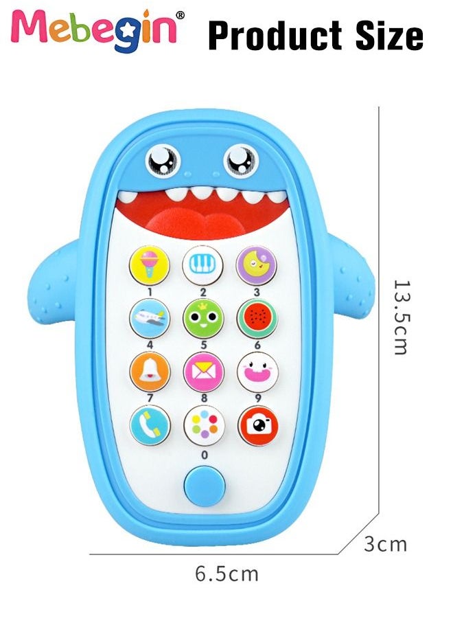MEBEGIN - Smart Early Education Mobile Phone, Teething Phone Toy for Babies, Shark Phone Toys with Light and Sound, Portable Preschool Learning Phone, High Temperature Sterilizable, 3 AAA Batteries(not included) - Image 1