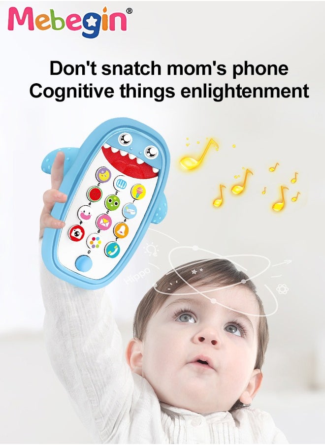 MEBEGIN - Smart Early Education Mobile Phone, Teething Phone Toy for Babies, Shark Phone Toys with Light and Sound, Portable Preschool Learning Phone, High Temperature Sterilizable, 3 AAA Batteries(not included) - Image 1