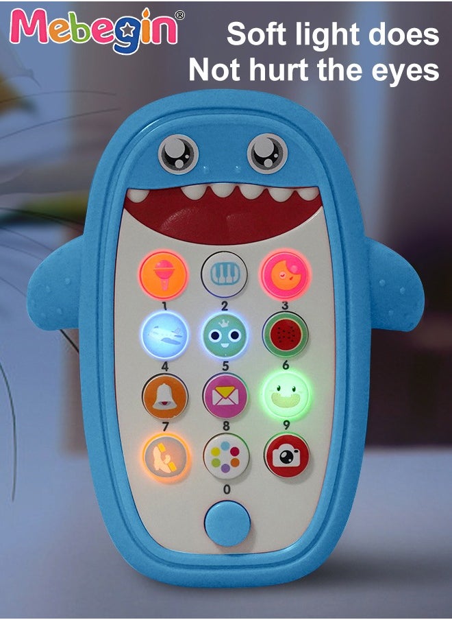 MEBEGIN - Smart Early Education Mobile Phone, Teething Phone Toy for Babies, Shark Phone Toys with Light and Sound, Portable Preschool Learning Phone, High Temperature Sterilizable, 3 AAA Batteries(not included) - Image 1