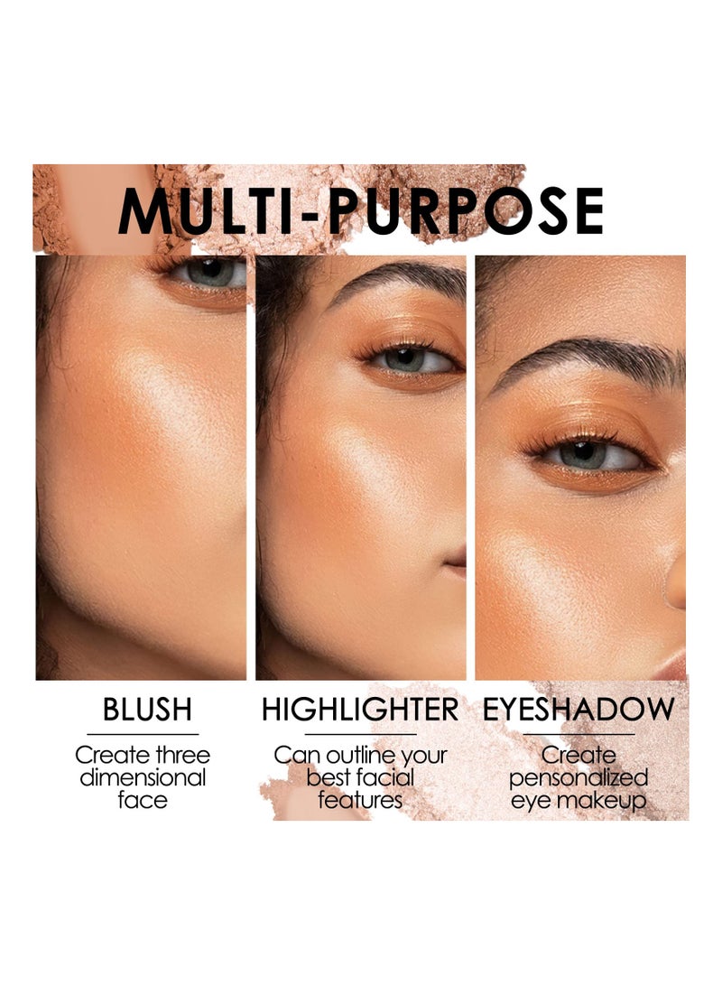 Captaintech 3-in-1 Blush and Highlighter Palette, Cruelty-Free Matte Blush and Shimmering Highlighters for a Radiant Glow, Perfect Makeup Powder for All Skin Tones. - Image 2