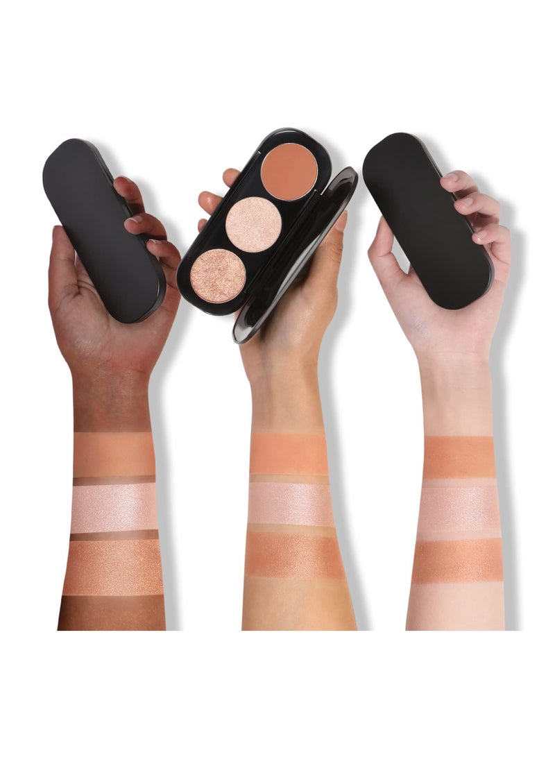 Captaintech 3-in-1 Blush and Highlighter Palette, Cruelty-Free Matte Blush and Shimmering Highlighters for a Radiant Glow, Perfect Makeup Powder for All Skin Tones. - Image 5