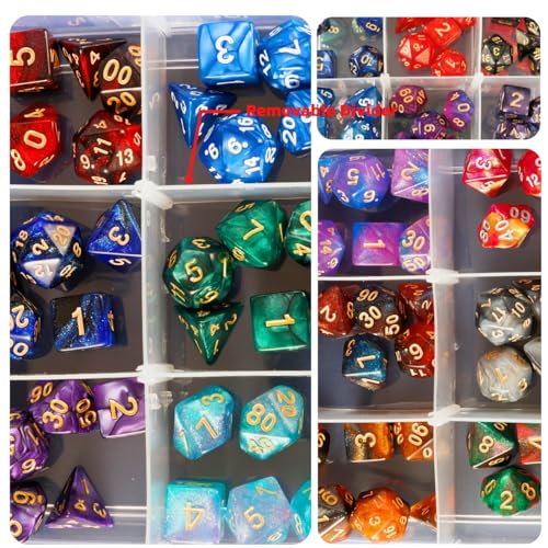 PUGED DND Dice Storage Box with Removable Dividers Polyhedral Dice Plastic Organizer Holding Up To 1200 Dices Craft Bead Compartment Container with Stickers for Sewing, Jewelry, Art, DIY - Image 4