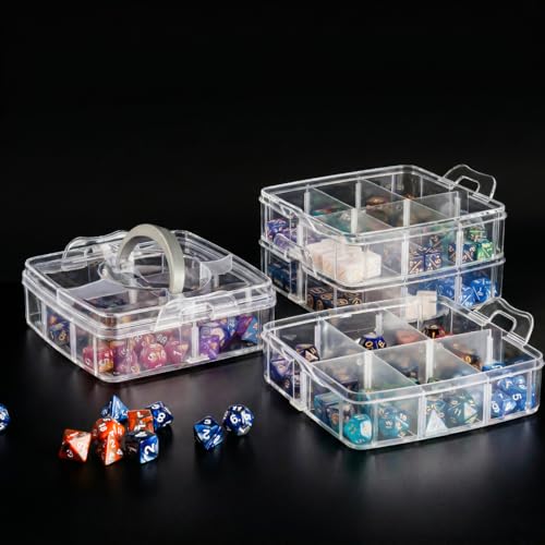 PUGED DND Dice Storage Box with Removable Dividers Polyhedral Dice Plastic Organizer Holding Up To 1200 Dices Craft Bead Compartment Container with Stickers for Sewing, Jewelry, Art, DIY - Image 2