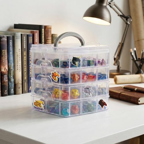 PUGED DND Dice Storage Box with Removable Dividers Polyhedral Dice Plastic Organizer Holding Up To 1200 Dices Craft Bead Compartment Container with Stickers for Sewing, Jewelry, Art, DIY - Image 5