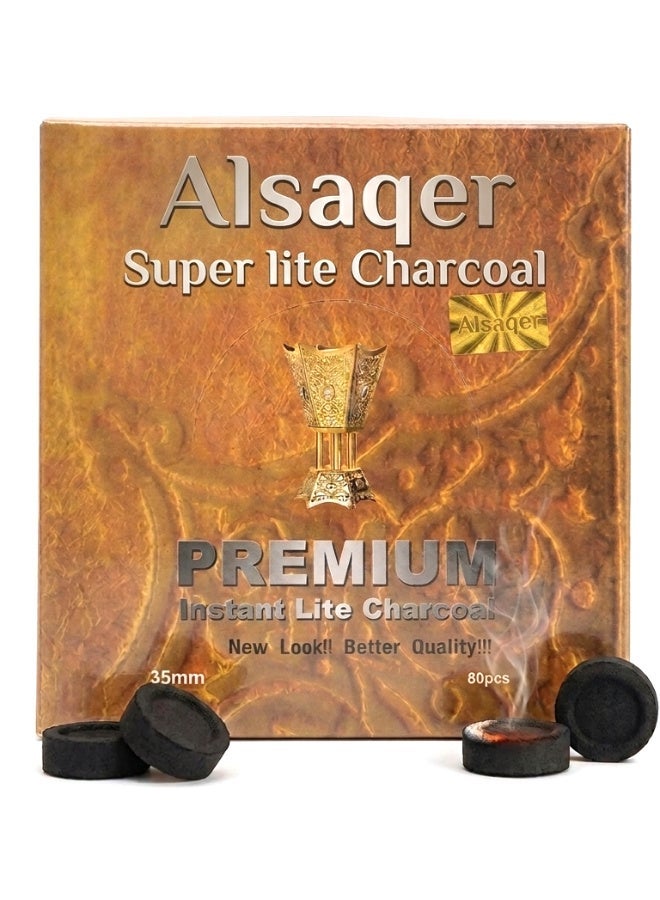 ALSAQER Super Lite Bakhoor Charcoal Tablets 35 mm - 80 Pieces Premium Bakhour Charcoal for Madkhan | Long Lasting & Low Ash Odourless Coal for Oud, Incense, Resin, Bakhoor Burner & Mabkhara Burners - Image 5