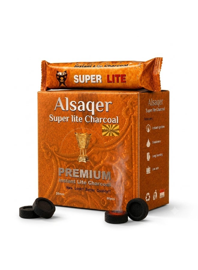 ALSAQER Super Lite Bakhoor Charcoal Tablets 35 mm - 80 Pieces Premium Bakhour Charcoal for Madkhan | Long Lasting & Low Ash Odourless Coal for Oud, Incense, Resin, Bakhoor Burner & Mabkhara Burners - Image 3
