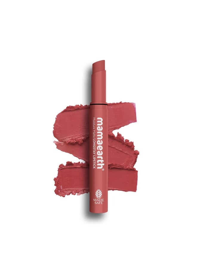 Mamaearth Moisture Matte Longstay Lipstick With Avocado Oil & Vitamin E For 12 Hour Long Stay-05 Bubblegum Nude - 2 G - Image 1