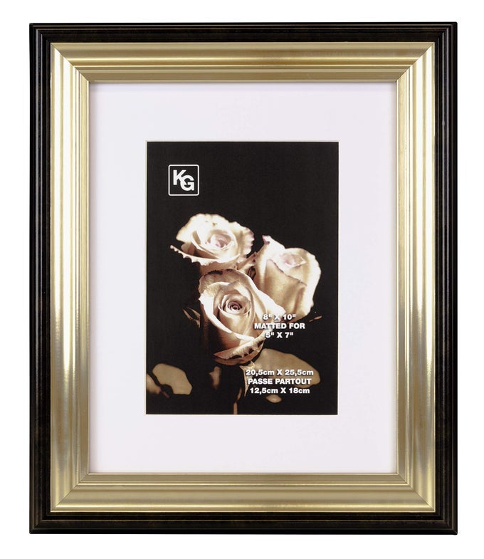 KG JESSICA 8 10 MATTED FOR 5 7INCH BLACK WITH GOLD PHOTO FRAME 8 X 10