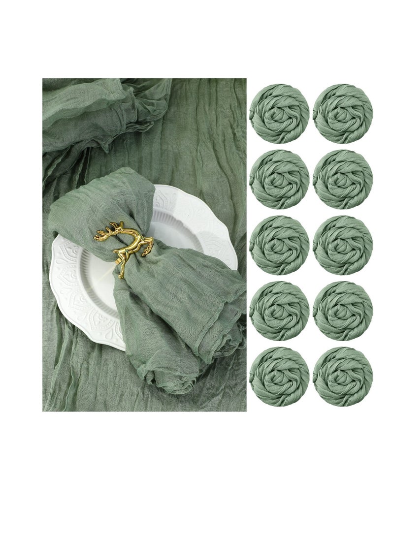 SYOSI 10 Pieces Gauze Cheesecloth Napkins, Wrinkled Dinner Napkins, 19.7 x 19.7 Inch Table Napkins Decorative Cloth Napkins, for Home Wedding Parties Table Decoration Family Everyday Use (Sage Green) - Image 1