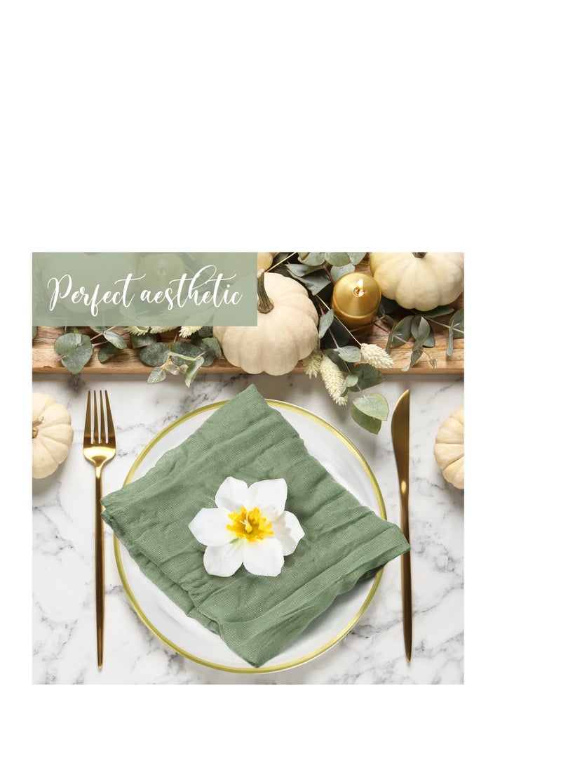 SYOSI 10 Pieces Gauze Cheesecloth Napkins, Wrinkled Dinner Napkins, 19.7 x 19.7 Inch Table Napkins Decorative Cloth Napkins, for Home Wedding Parties Table Decoration Family Everyday Use (Sage Green) - Image 3