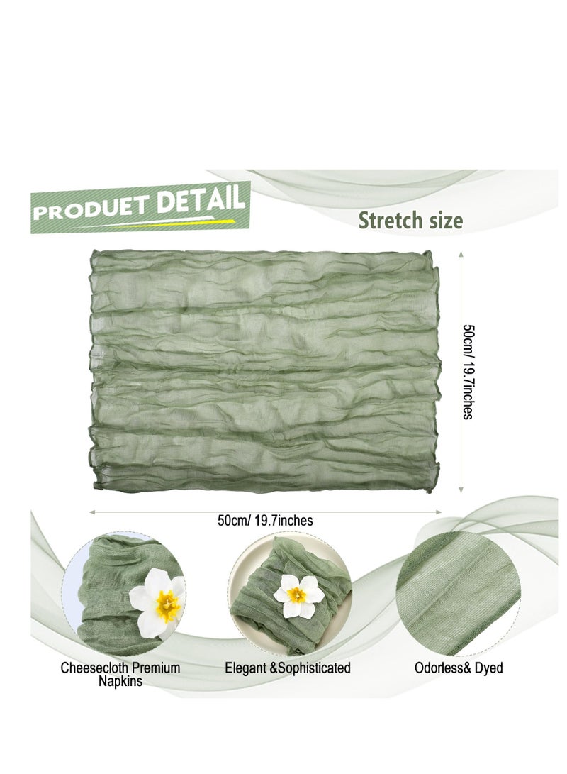 SYOSI 10 Pieces Gauze Cheesecloth Napkins, Wrinkled Dinner Napkins, 19.7 x 19.7 Inch Table Napkins Decorative Cloth Napkins, for Home Wedding Parties Table Decoration Family Everyday Use (Sage Green) - Image 5