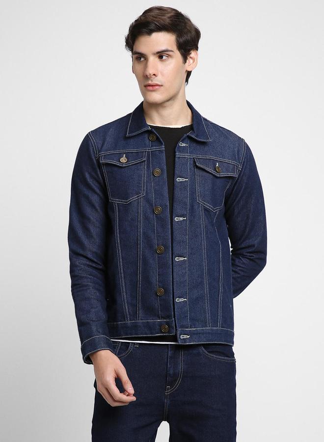 Dennis Lingo Plain Button Denim Jacket Full Sleeves by Styli  - Image 2