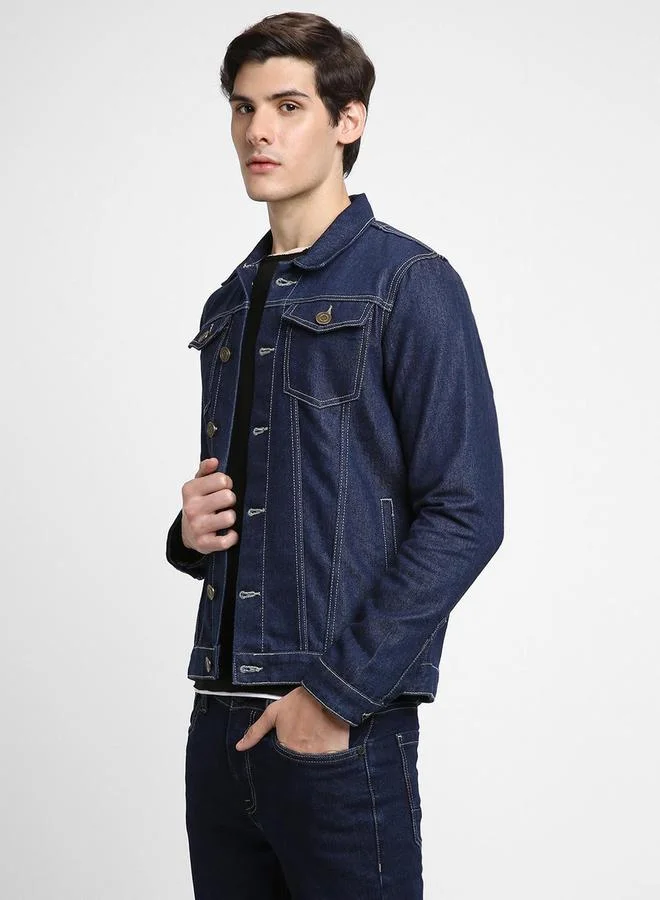 Dennis Lingo Dennis Lingo Plain Button Denim Jacket Full Sleeves