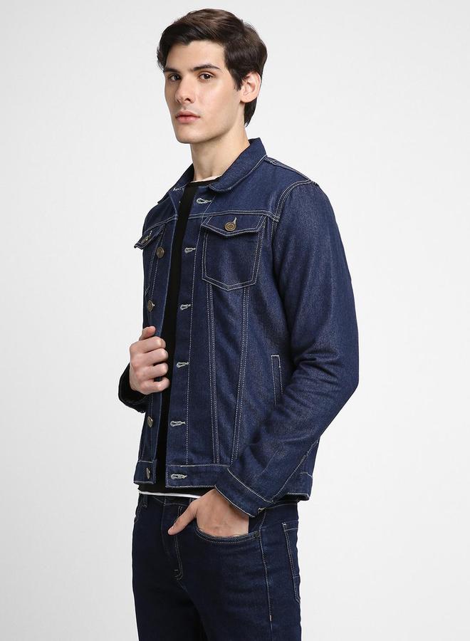Dennis Lingo Plain Button Denim Jacket Full Sleeves by Styli  - Image 3