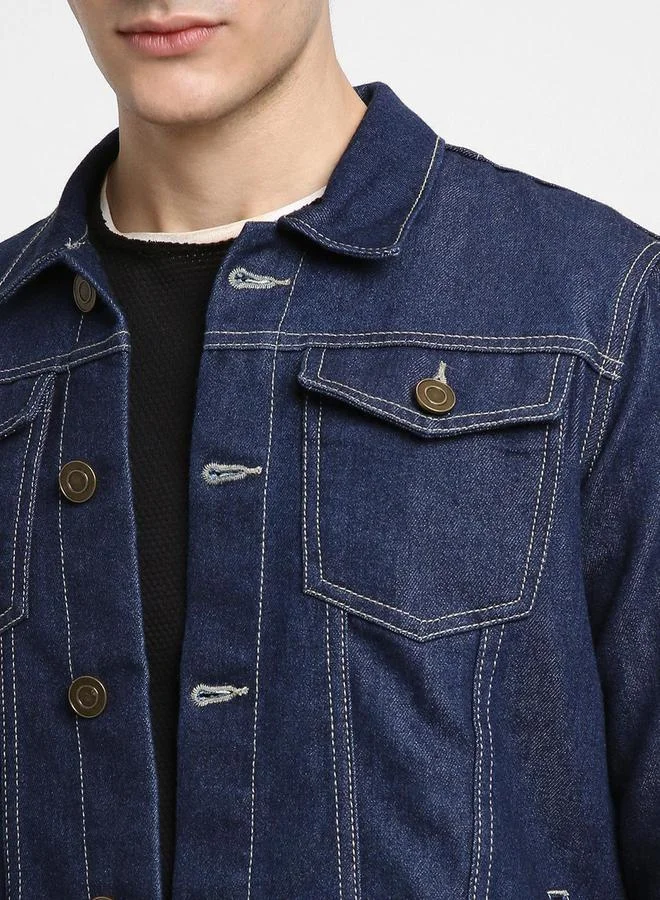 Dennis Lingo Dennis Lingo Plain Button Denim Jacket Full Sleeves