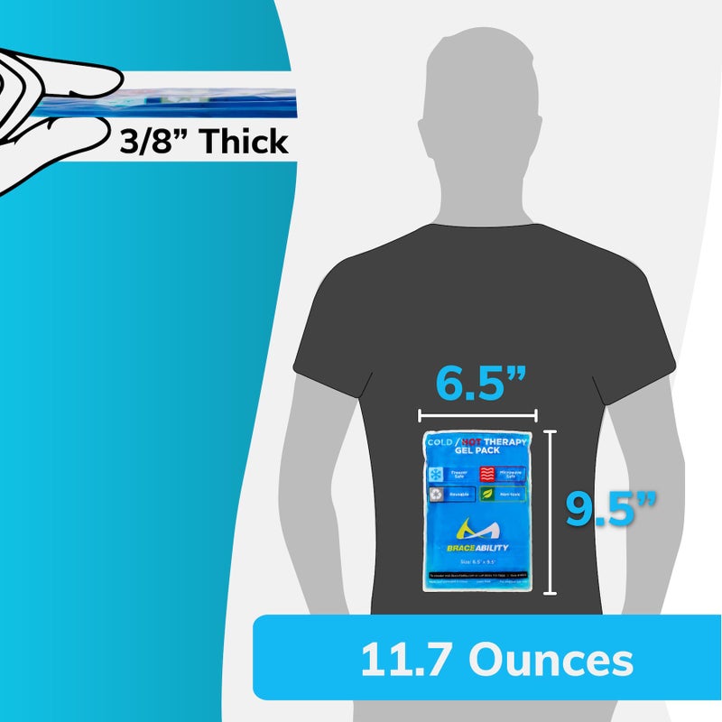 BraceAbility Medical Gel Hot Cold Pack - Reusable Soft Flexible Ice Pack for Hip, Shoulder, Knee, Back - Comfort Cold Compress for Injuries, Swelling, Bruises, Surgery, Kids, Adults (6.5" x 9.5") - Image 2